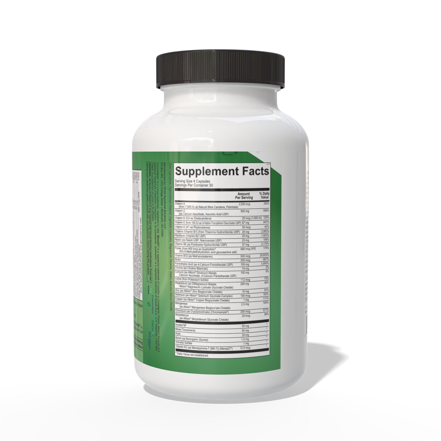 PEAK Core Supplement Facts