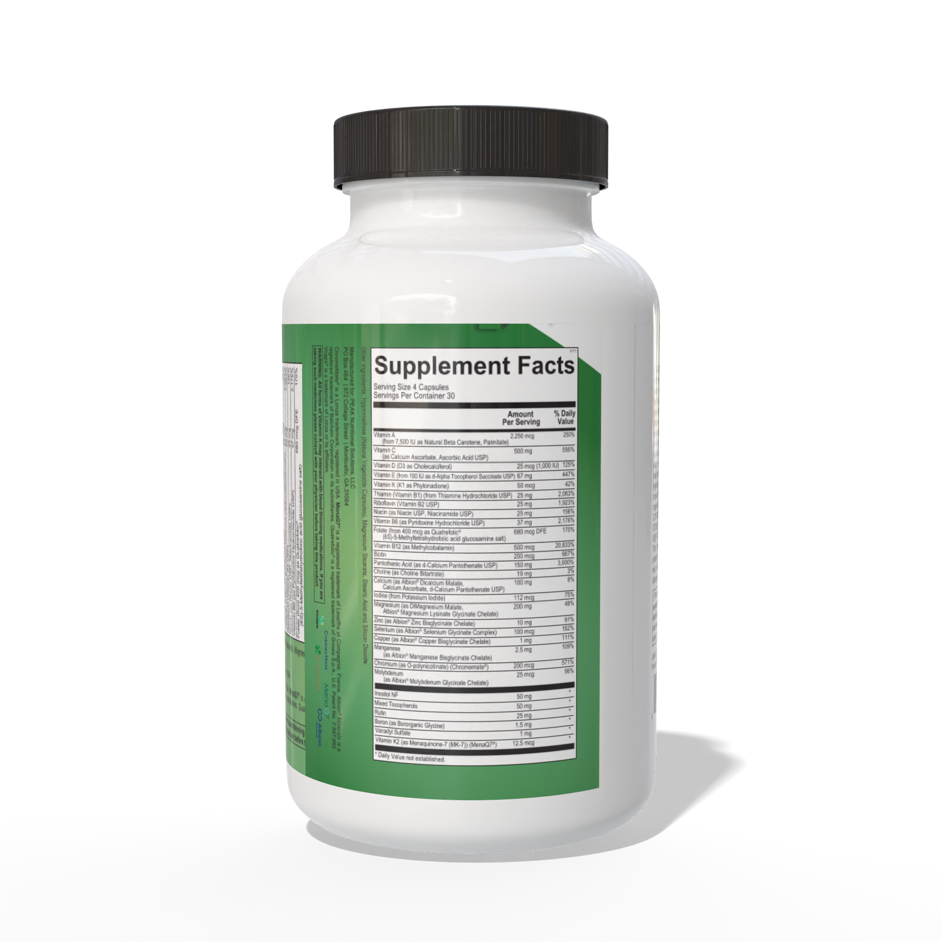 PEAK Core Supplement Facts