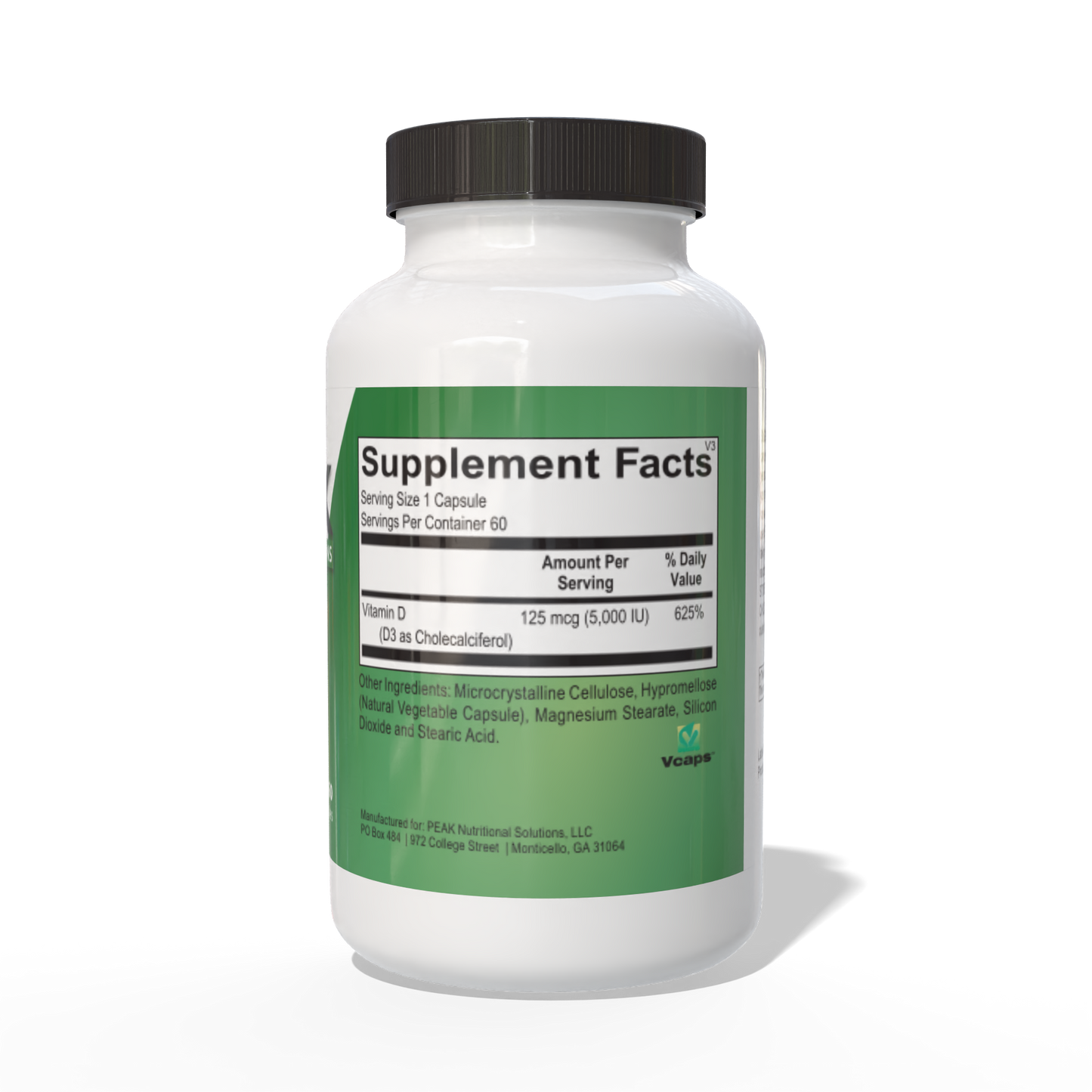 PEAK D3 60CT SUPPLEMENT FACTS