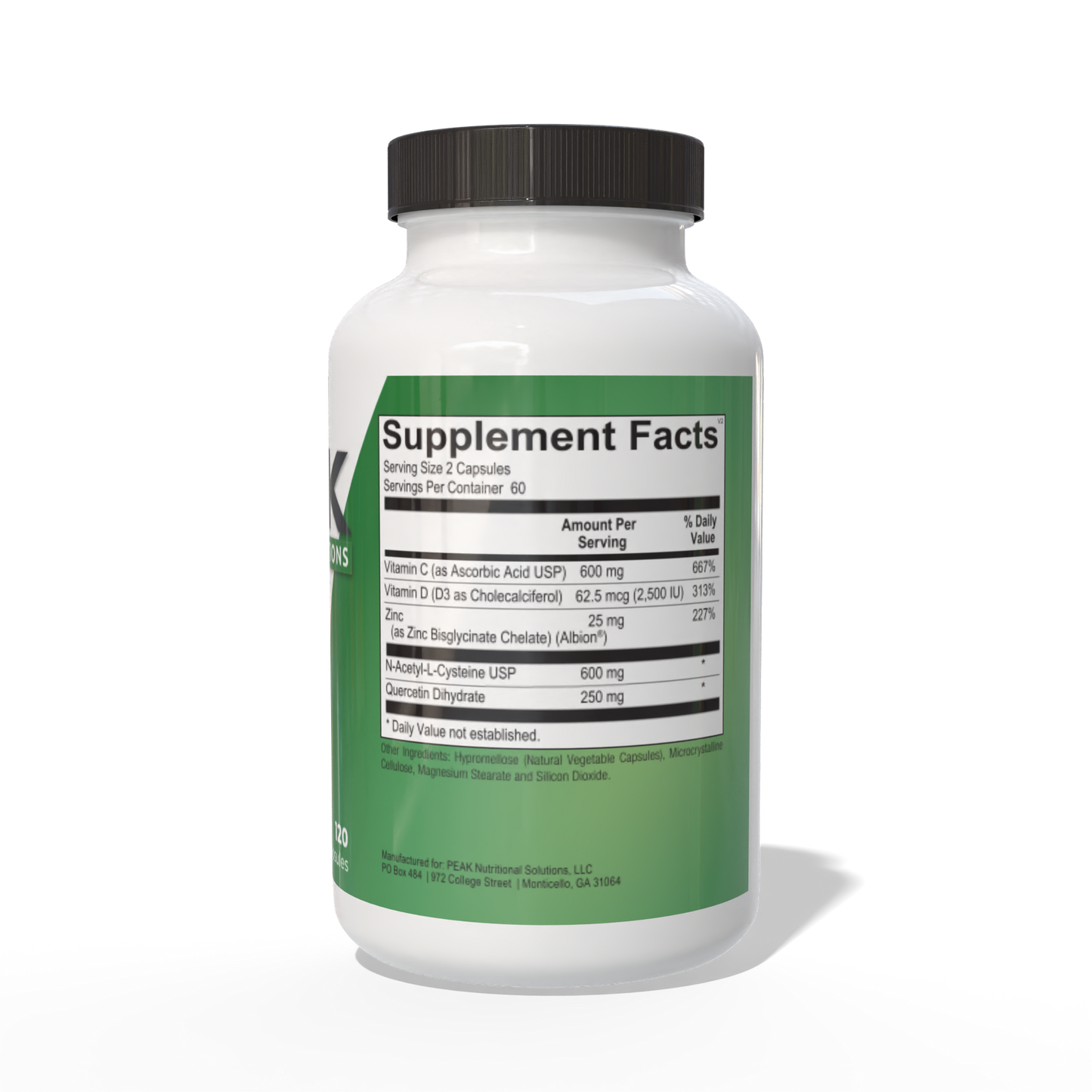PEAK Defense 120CT Supplement Facts