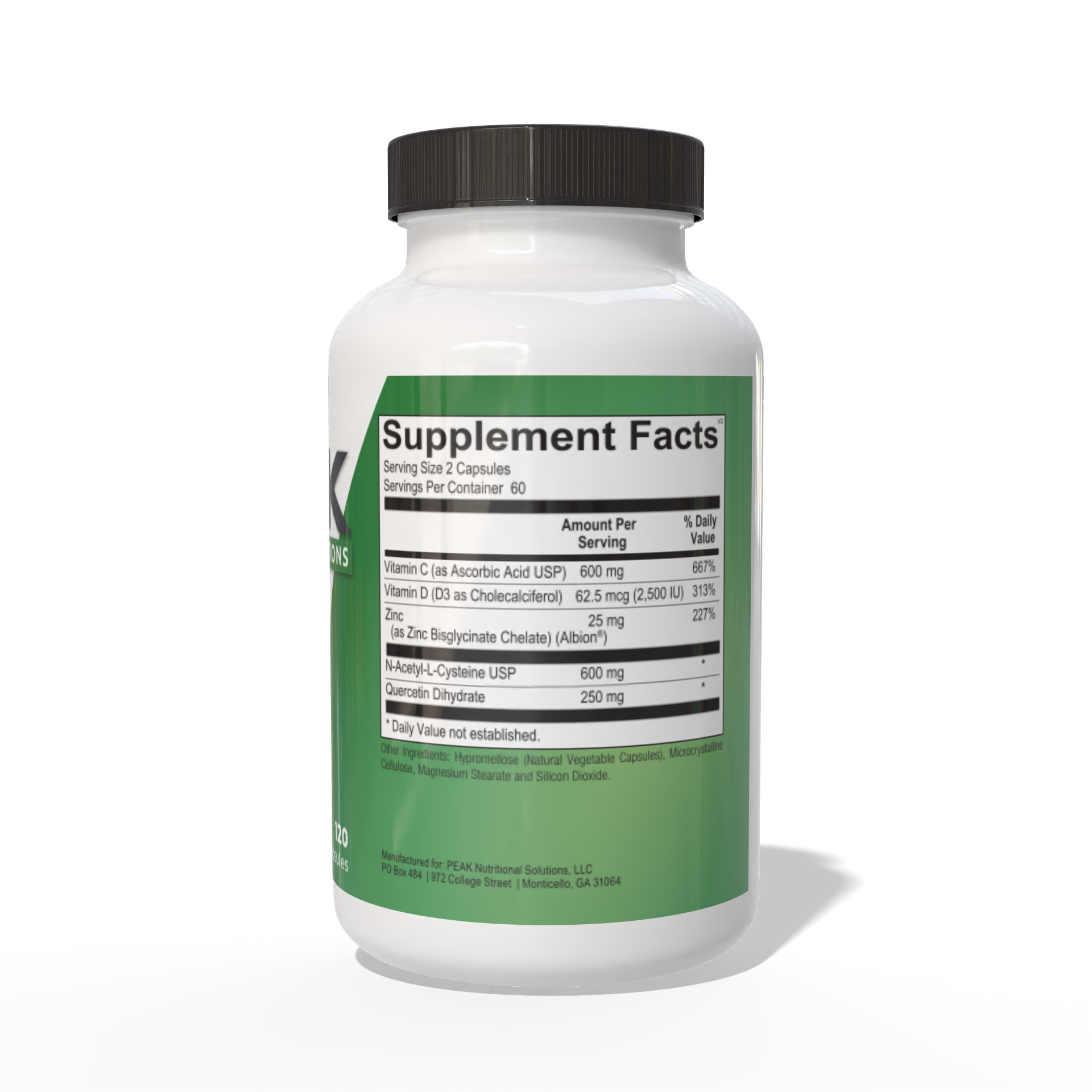 PEAK Defense 120CT Supplement Facts