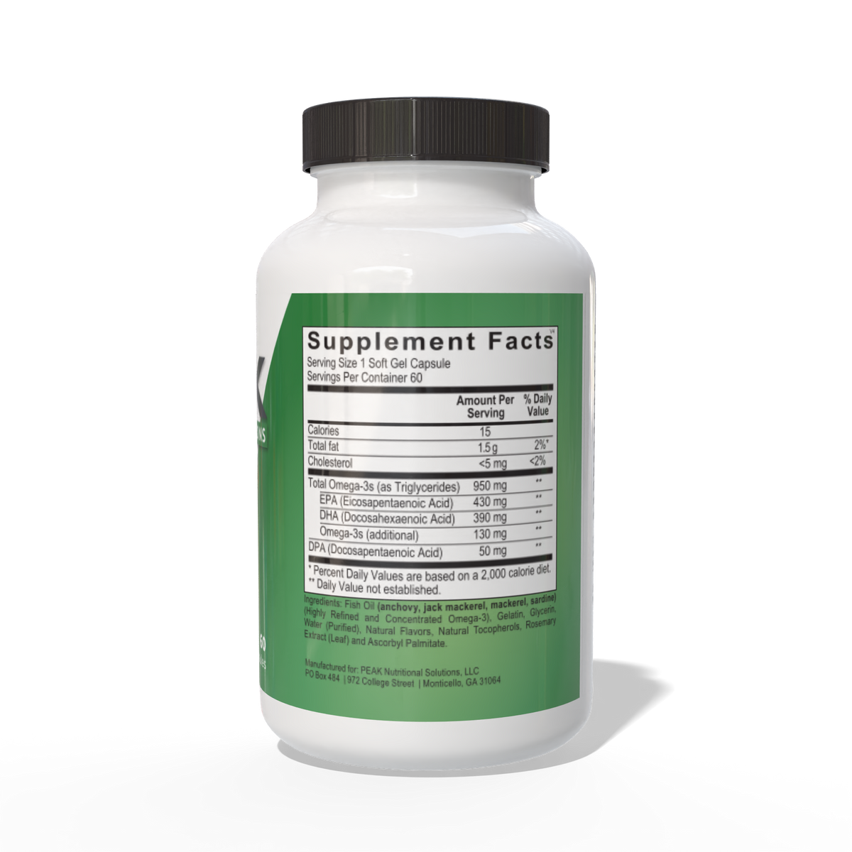 PEAK Omega Supplement Facts