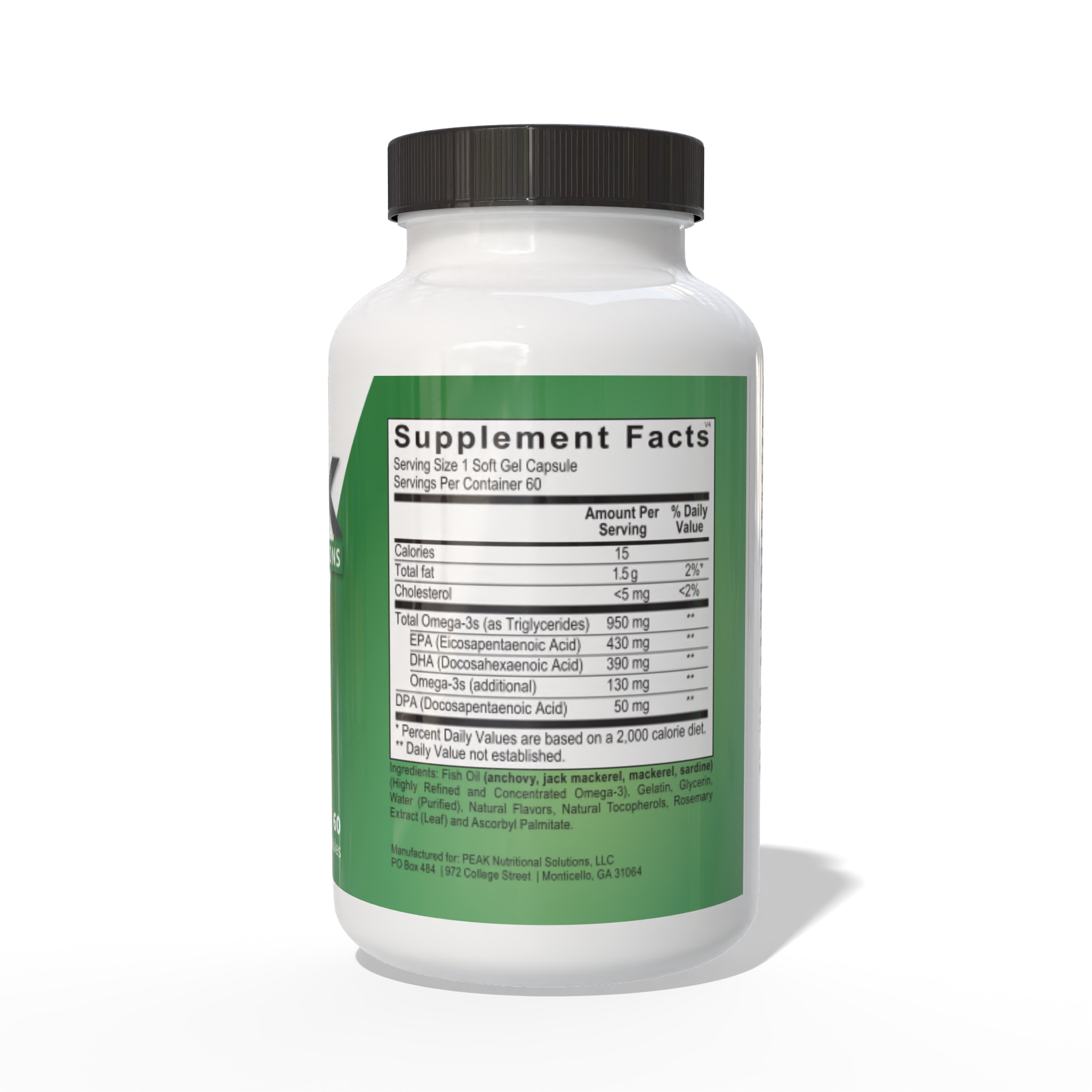 PEAK Omega Supplement Facts
